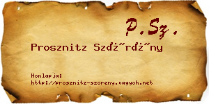 Prosznitz Szörény névjegykártya